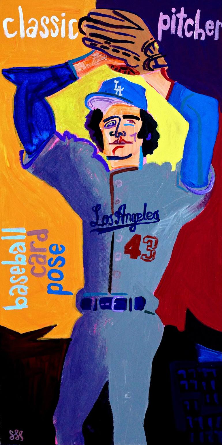 Classic Pitcher Baseball Card Pose Painting